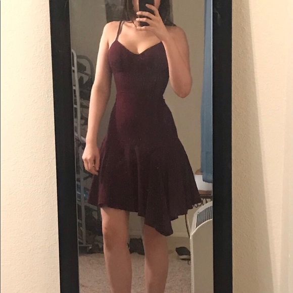 Dresses & Skirts - Burgundy dress asymmetrical